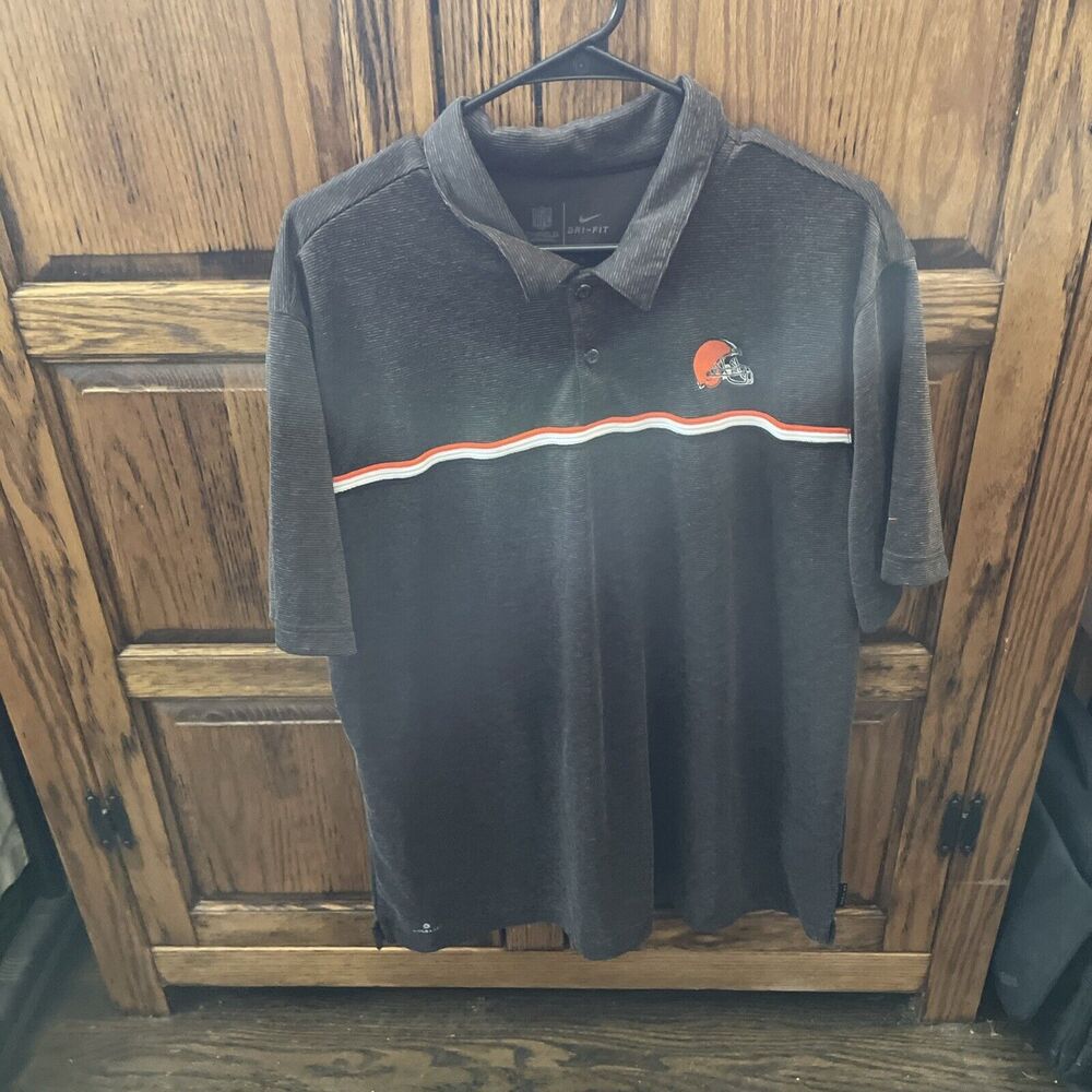 NFL Cleveland Browns NIKE Dri-Fit Sideline Coaches Polo Golf Shirt Men's XL